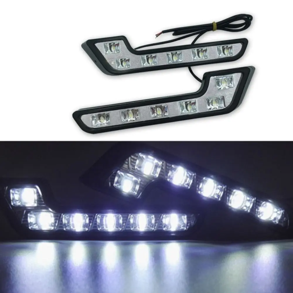 

Bright Light 12V Daytime Running Lights 6 LED Waterproof L Shaped Driving Lamp Universal Super Bright Fog Light Daytime Running