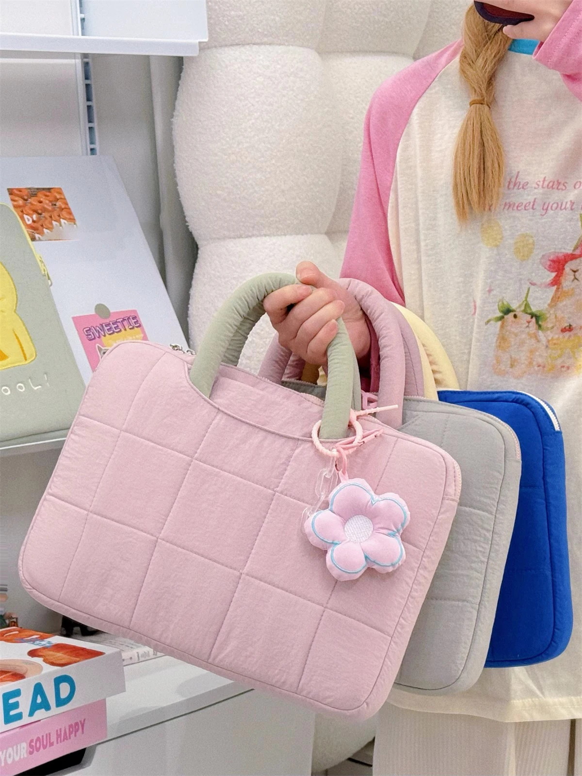 Bolsa fofa para laptop de 13 a 14 polegadas para mulheres, capa para laptop para iPad Pro 12.9 MacBook Pro 14 polegadas MacBook Air 13 polegadas Bolsa para tablet