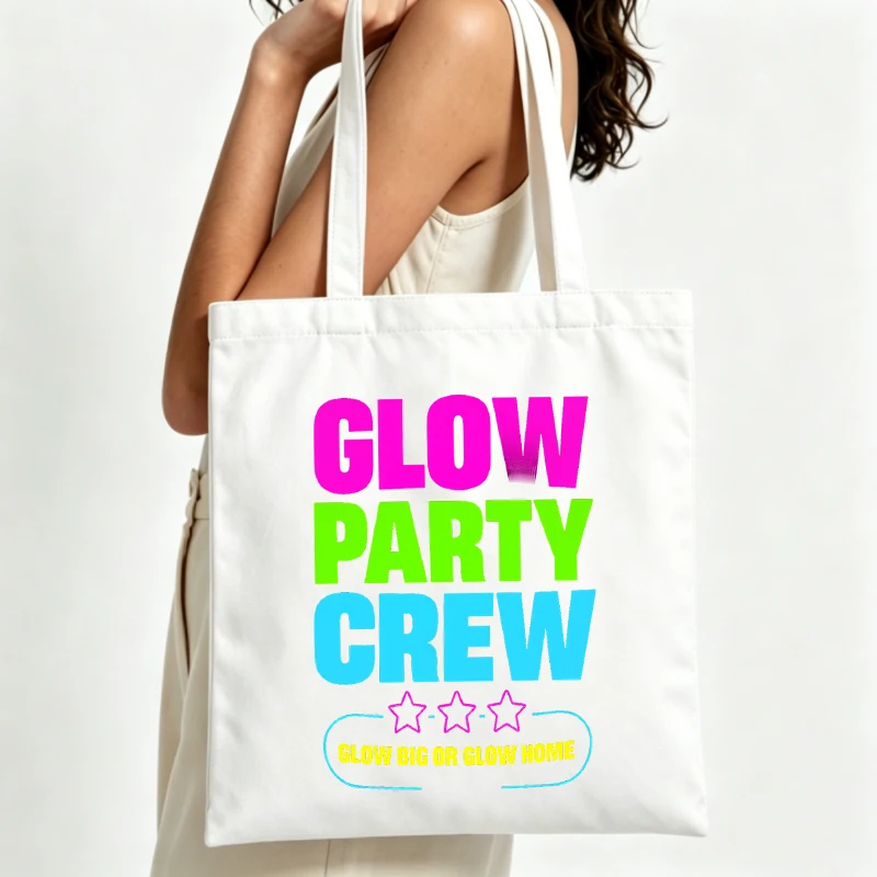 Women's neon letter print canvas tote bag, casual style for summer parties and daily outings