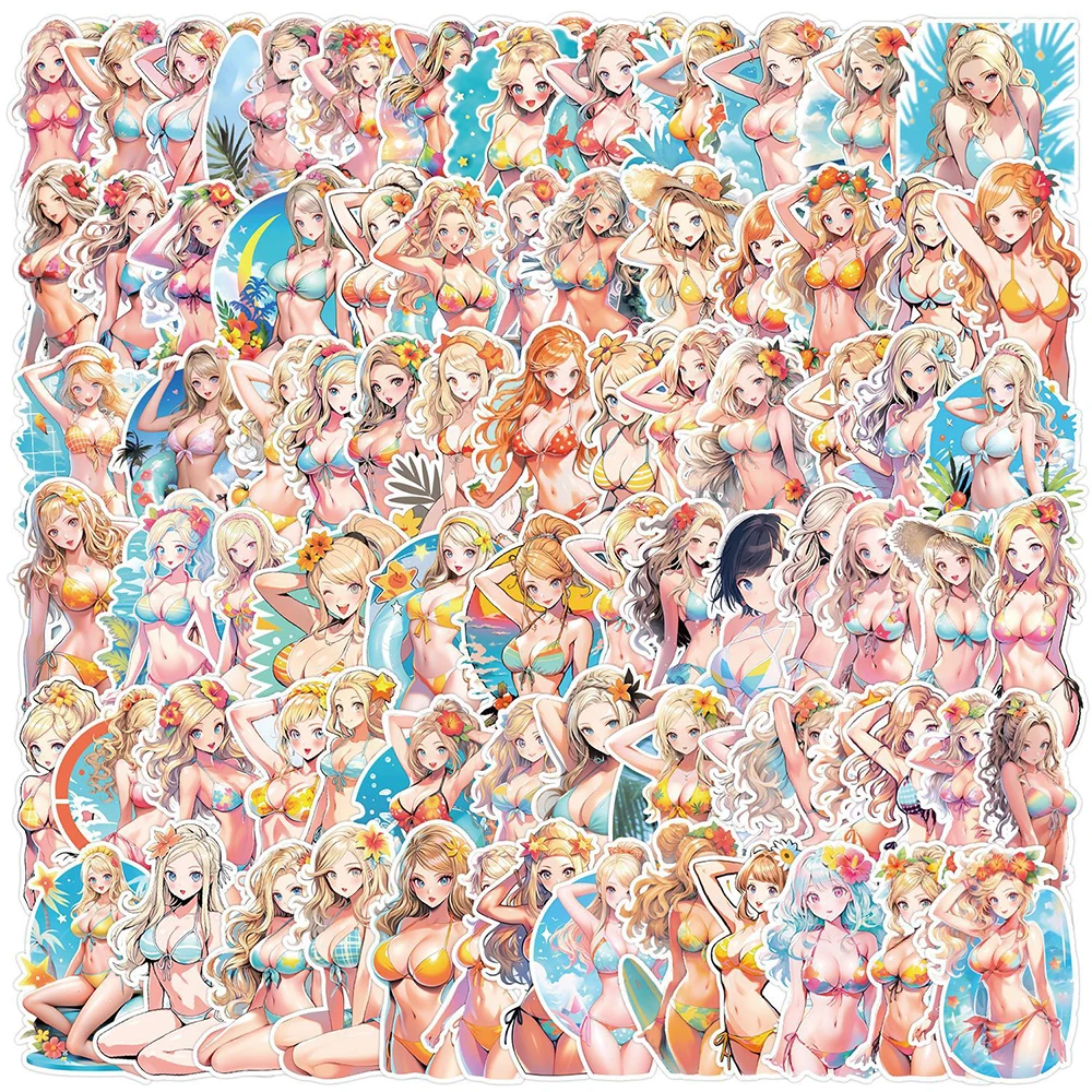 

10/50/100pcs Cute Anime Sexy Bikini Girls Stickers for Kids Laptop Skateboard Phone Waterproof PVC Otaku Adult Sticker Wholesale