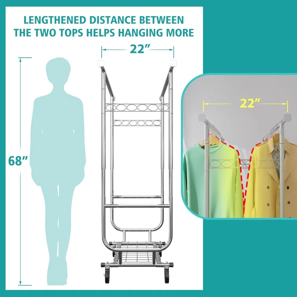 Kleider ständer 630 lbs Hochleistungs-Kleider ständer mit Rädern Kleider ständer zum Aufhängen von Wäsche ständer