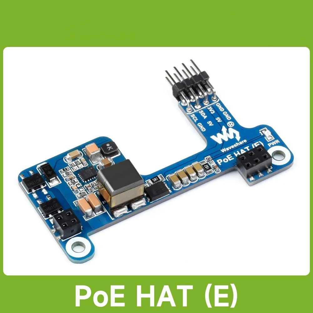 Waveshare PoE HAT (E) For Raspberry Pi 3B+/4B, 802.3af-Compliant Mini Body, Power over Ethernet HAT for Raspberry Pi