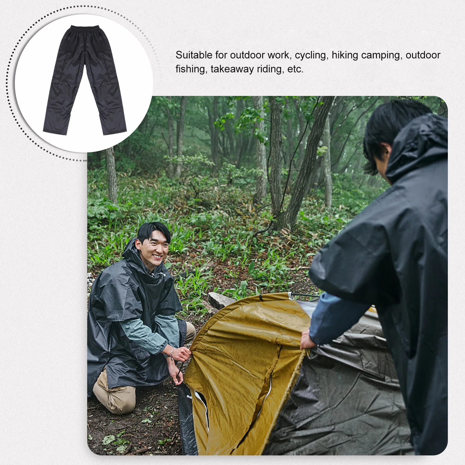 

Outdoor Rain Pants Waterproof and Windproof Wear-Resistant Hiking Rainwear Lightweight Portable for Adult Outdoor Activities
