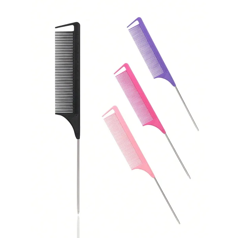 Professional Stainless Steel PointTail Hair Comb Hair Brush Salon Styling Tool For Real Hair Wig Hairdressing Accessory 