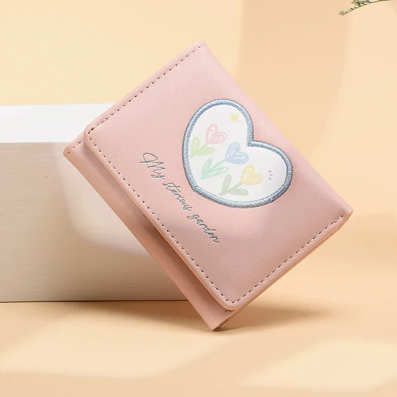 Cute Printed Teenager Girls Large Capacity Mini Wallets Multi-pocket Card Holders Coin Purses Tri-fold Money Clip Bags for Women