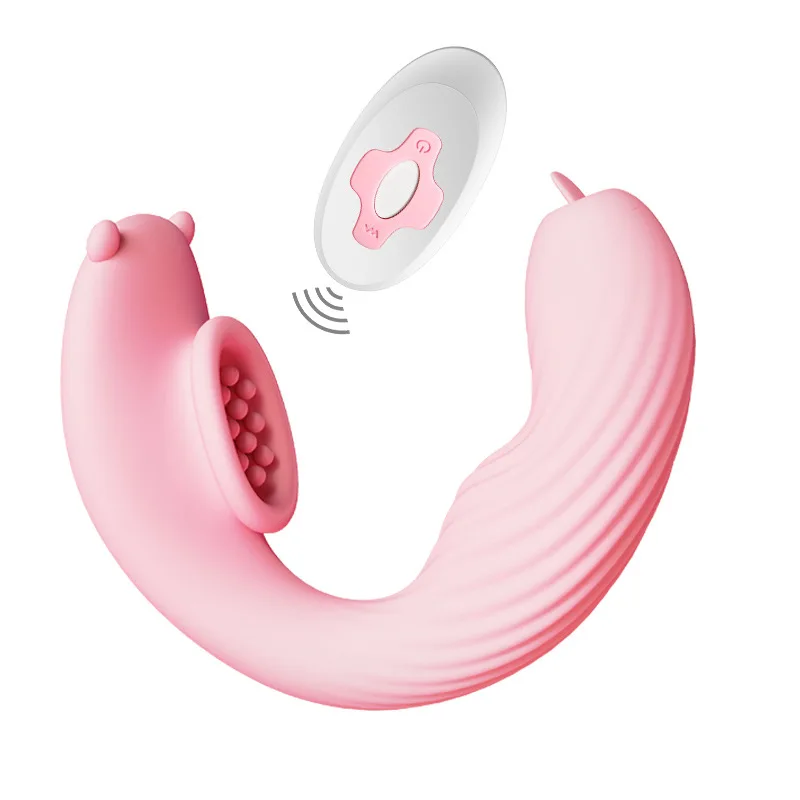 Mysterious bear vibrates, sucks, wears, jumps, and uses the egg-shaped remote control female pleasure device as an adult toy.