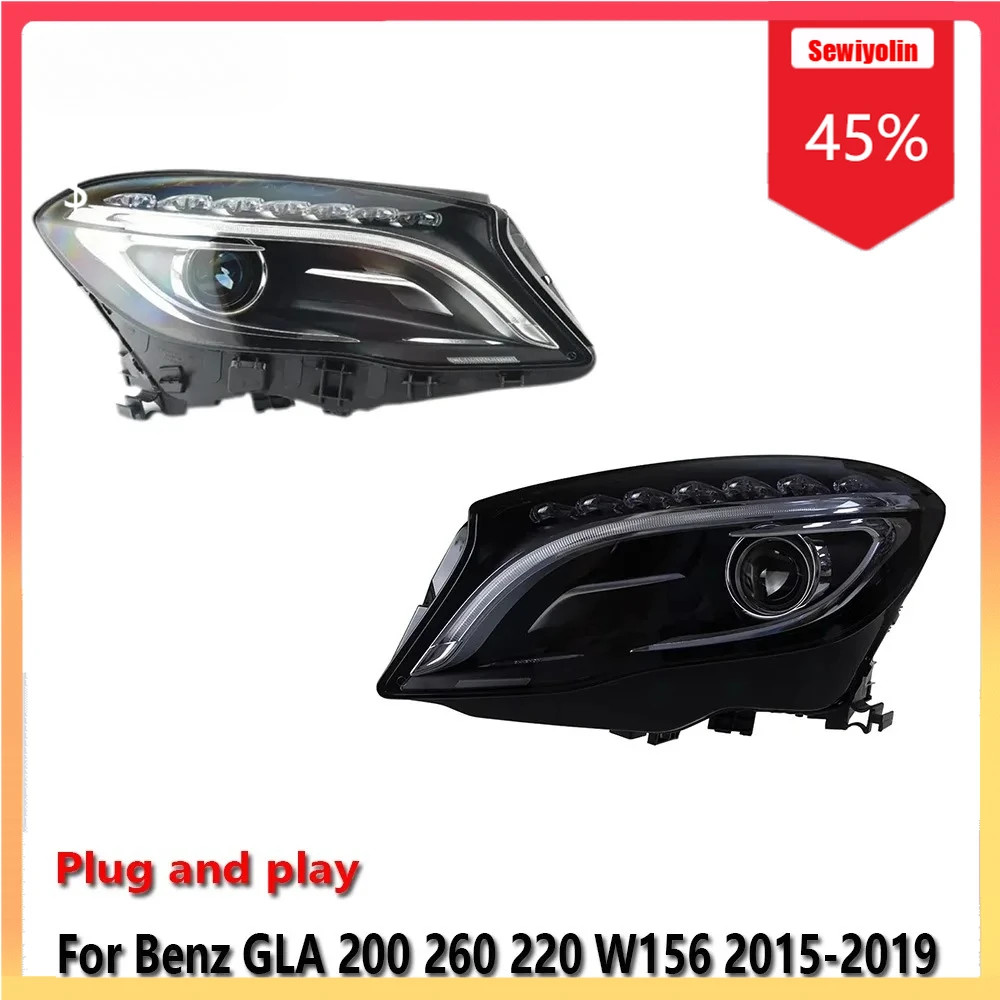 

Автомобильные лампы в сборе для Benz GLA 200 260 220 W156 2015-2019, противотуманные фары DRL, стоп-сигнал, указатель поворота, Plug and Play
