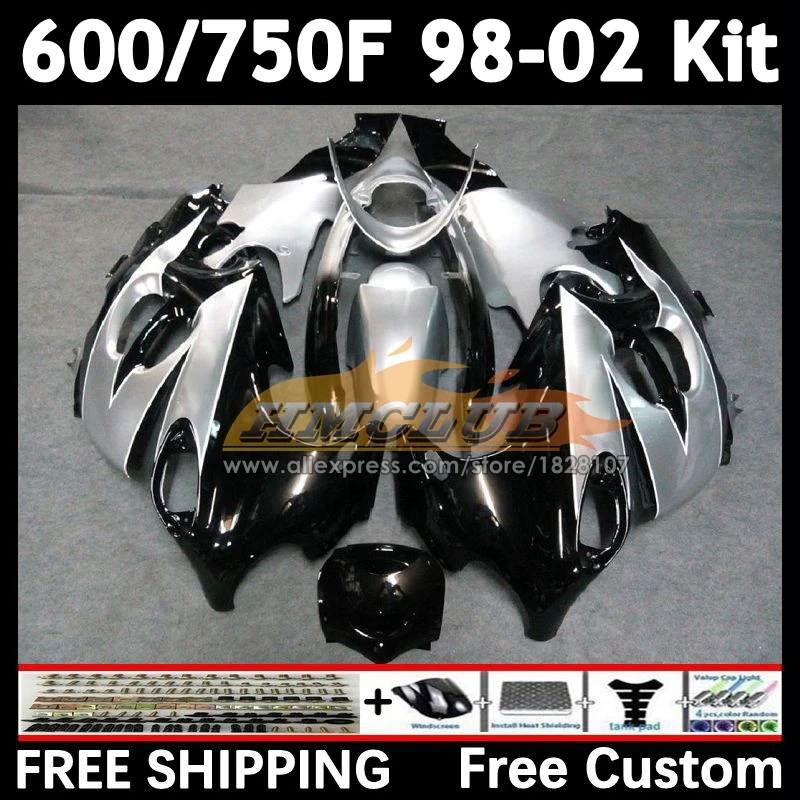 Body For SUZUKI KATANA blk silvery GSXF 600 750 GSXF600 1998 1999 2000 2001 2002 24No.13 GSX750F GSXF750 98 99 00 01 02 Fairing