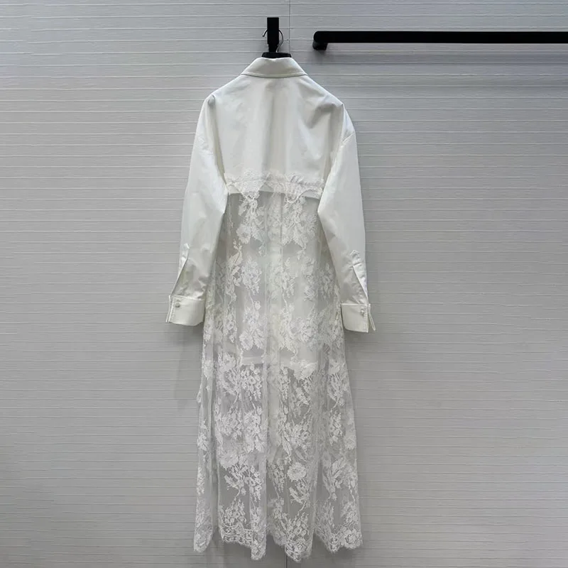 2026 new design, women's lace patchwork shirt-style long dress, long-sleeved dress, high-quality asymmetrical formal gown, Y2K