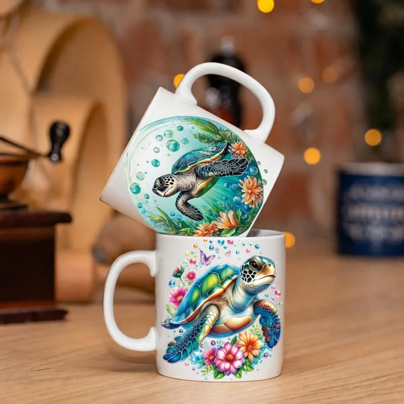8pcs/Set Colorful Sea Turtle DIY Glass Jar Transfer Paper UV DTF High Self-Adhesive Transfer Paper Decorating Cups And Bottles - view 6