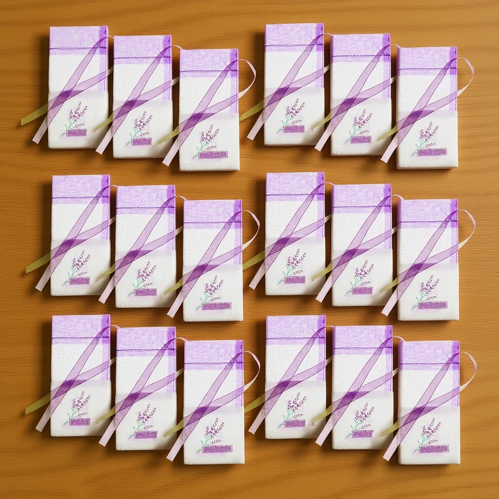 

25Pcs Empty Lavender Bags Floral Printing Fragrance Pouch Sachets for Relaxing Sleeping New Dark Purple Portable Organza Cotton