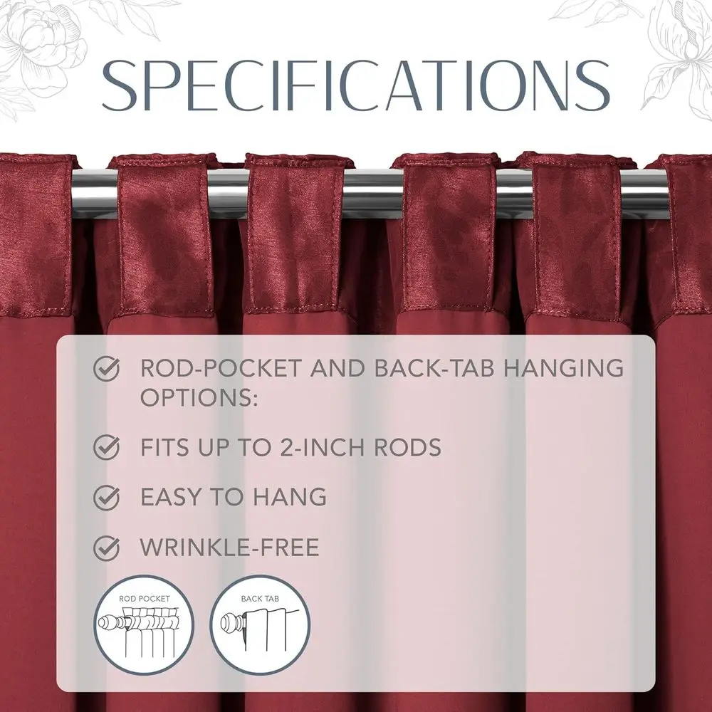 Zasłona zaciemniająca Antonia Floral Damask, 52x108, Rouge