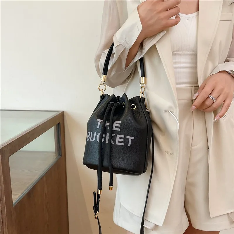 Bucket Bag for Women Trend 2024 Aesthetic Solid Color Pu Leather Crossbody Bags Casual Cute Shoulder Handbags Sac De Luxe Femme