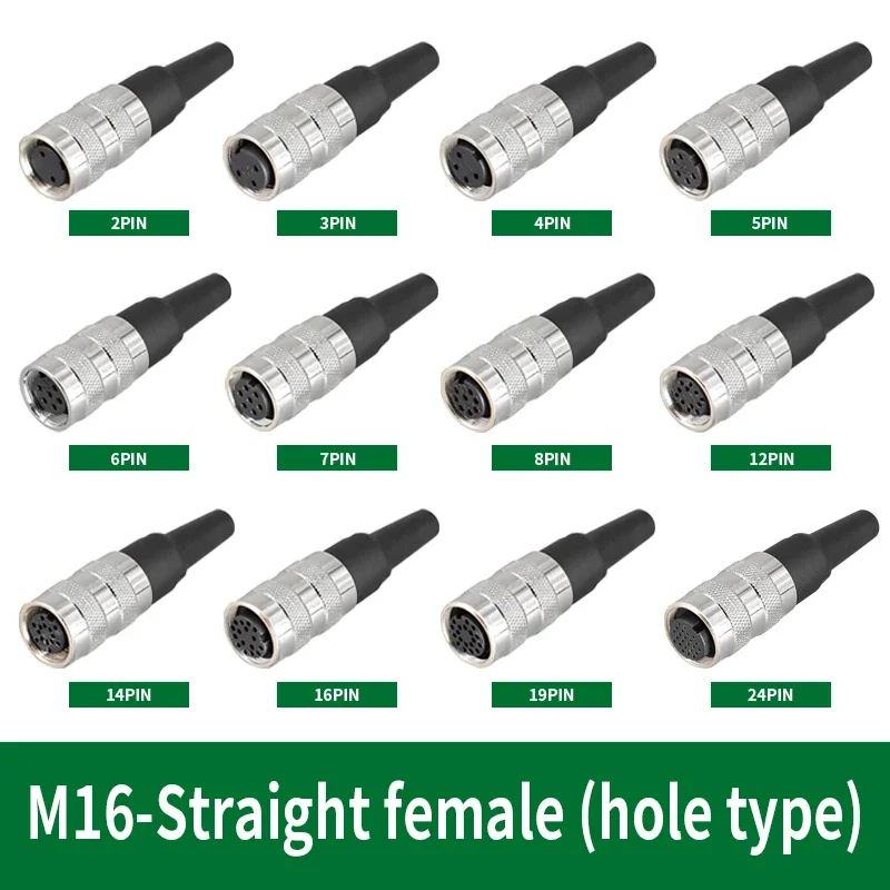 

5/10/20PCS official aviation straight J09 female plug IP67 waterproof M16-2 3 4 5 6 7 8 12 19 24 pins metal connector