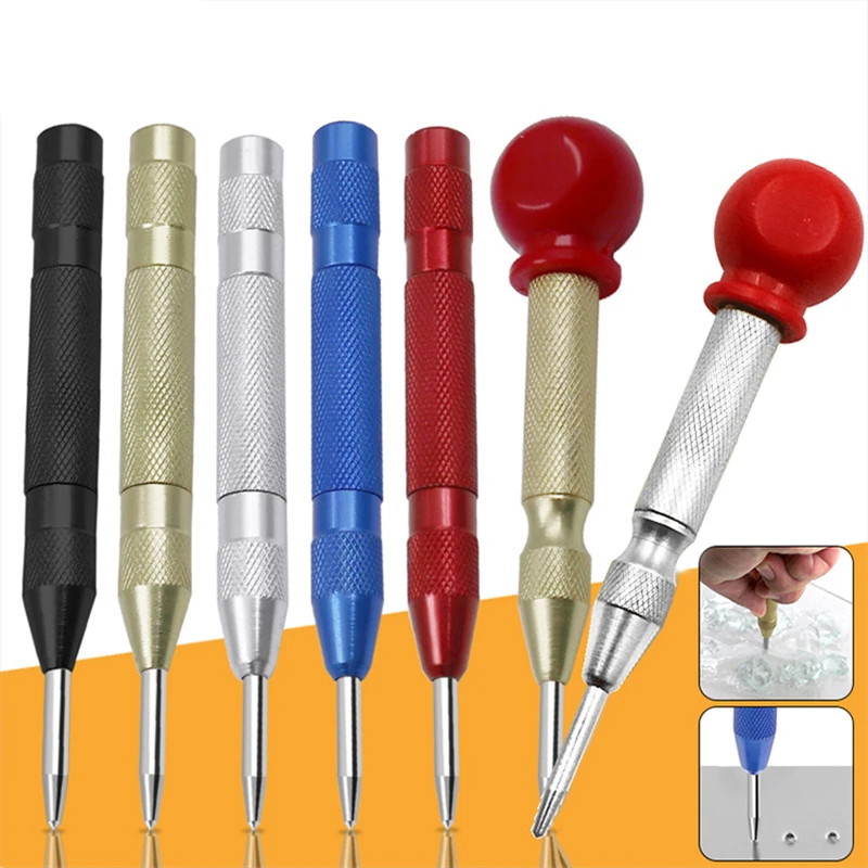 Automatic Center Punch Metal Punch Tool General Spring Loaded Marker Marking Starting Holes Woodworking Carpenter Tool Drill Bit