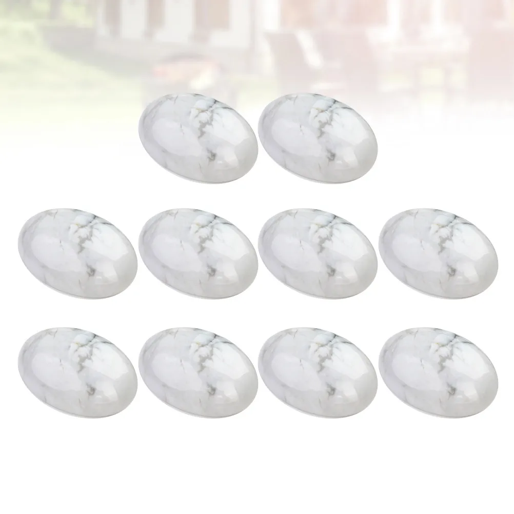10Pcs White Stone Oval Shape Flat Base Jewelry Patch 13x18mm DIY Cabochons Agate Gemstone Supplies for Craft Decorations