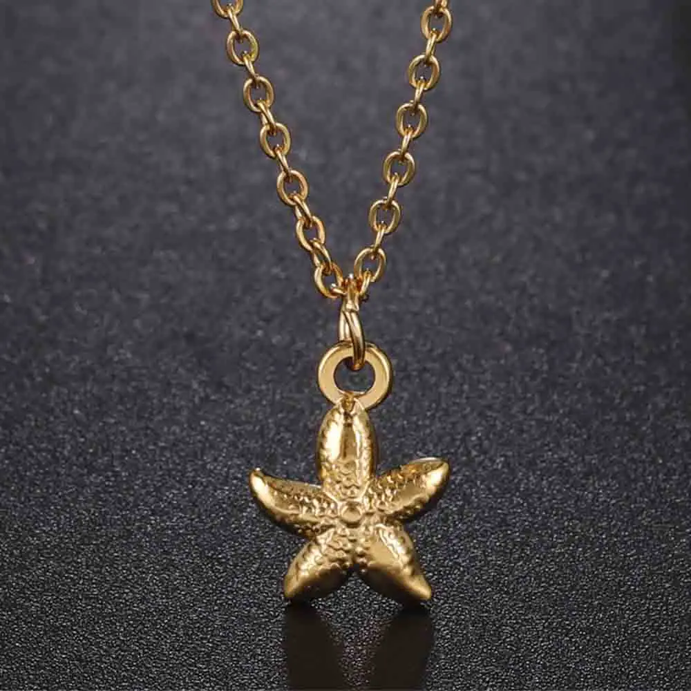 My Shape Starfish Necklaces Stainless Steel Pendants Choker Chain Neck Chain Bohemian Jewelry Summer Beach Girl Gifts Vacation