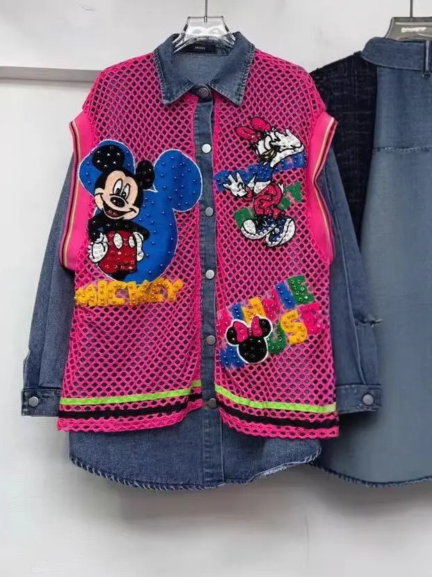 

Уменьшение возраста, новые весенне-осенние свободные кардиганы, пальто средней длины, женские однобортные джинсовые рубашки с вышивкой и бриллиантами