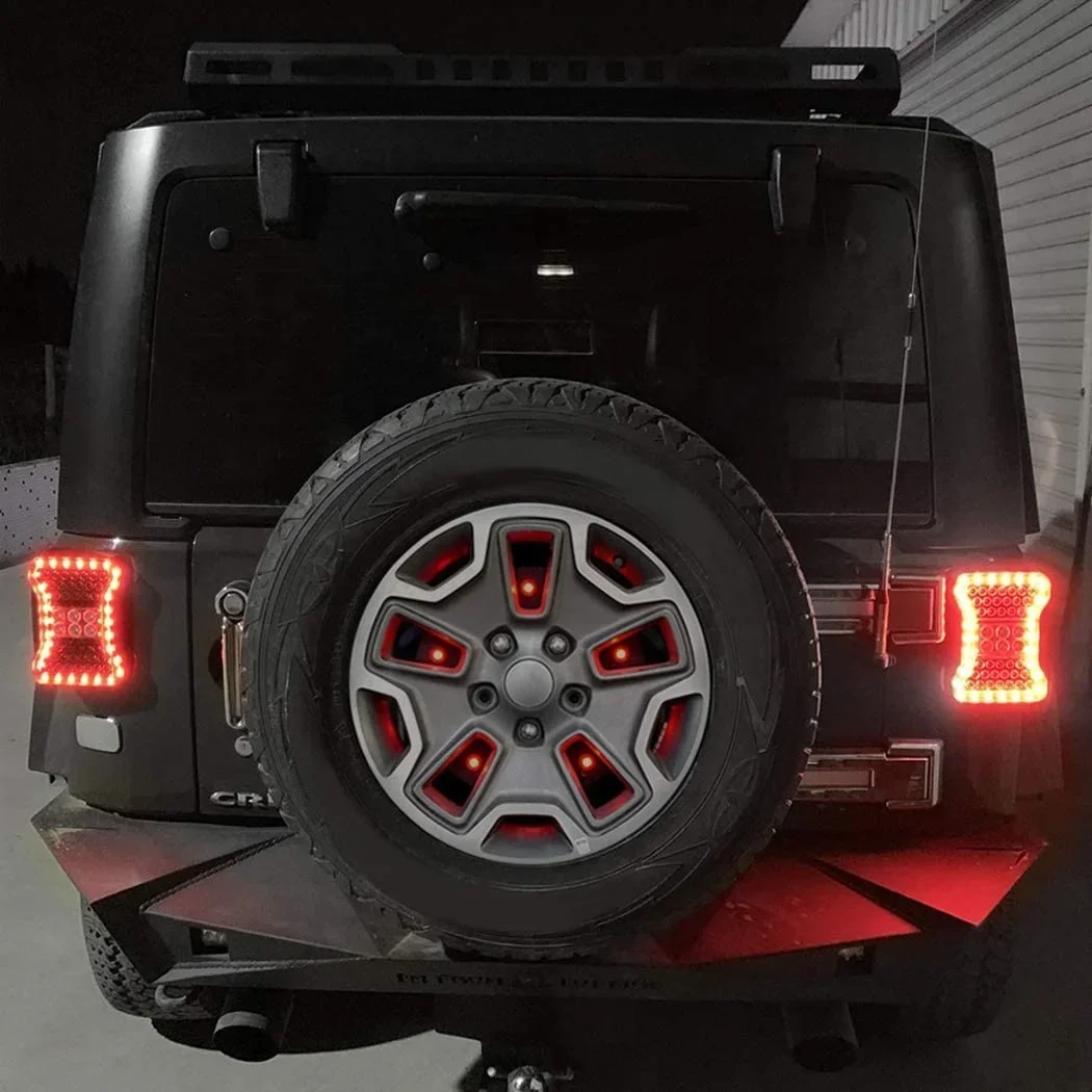 Modified JL Look Style Tail Lights w/Brake & Reserve Lamps Smoked Lens for Jeep Wrangler JK/JKU 2007-2018