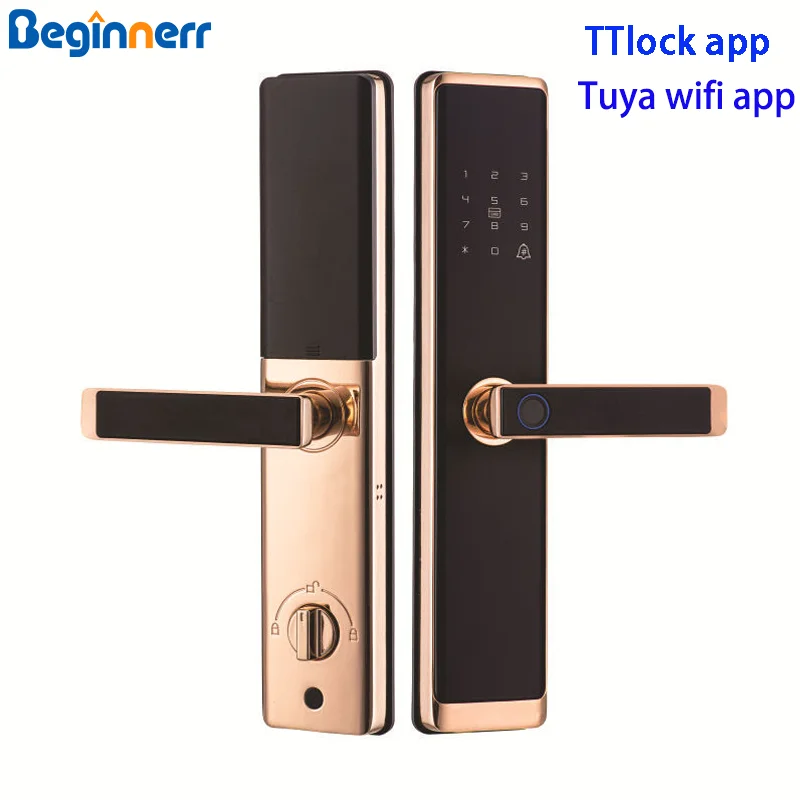 Grey Gold 6068 7068 mortise Front door Tuya wifi TTlock 6072 6085 Fingerprint Card Keyless Digital Electronic Smart Door Lock