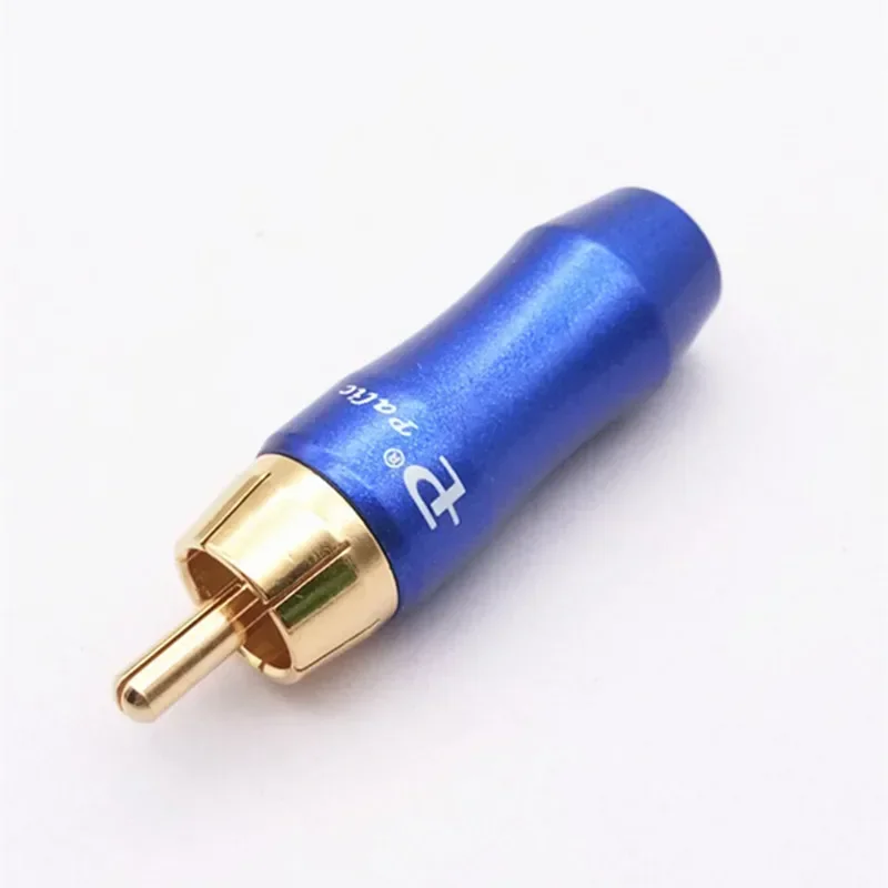 Red and Blue Budweiser Fine Copper Gold-Plated Lotus Head Thickened 6.4mm Hole RCA Lotus Plug Audio Cable Welded Connection