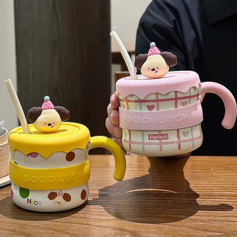 لطيف الكرتون جرو السيراميك القدح كوب امتصاص مضحك فناجين القهوة الأصلي أكواب شخصية هدية درينكوير كوب للشاي عيد الميلاد البيرة #2