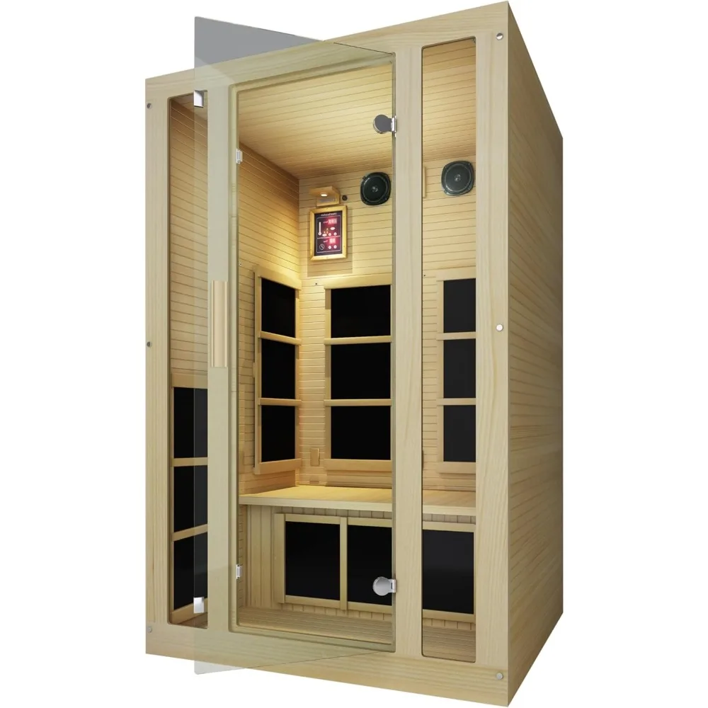 Far Infrared Sauna with Bluetooth Function, Hemlock, Low EMF, Home, 2-person, Canadian Hemlock