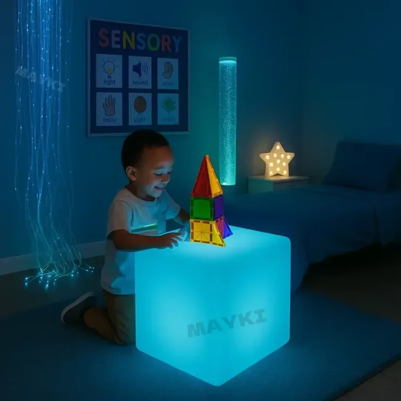 for Rechargeable Sensory Mood Light Game Cube Waterproof Color Changing Sensory Calming Light