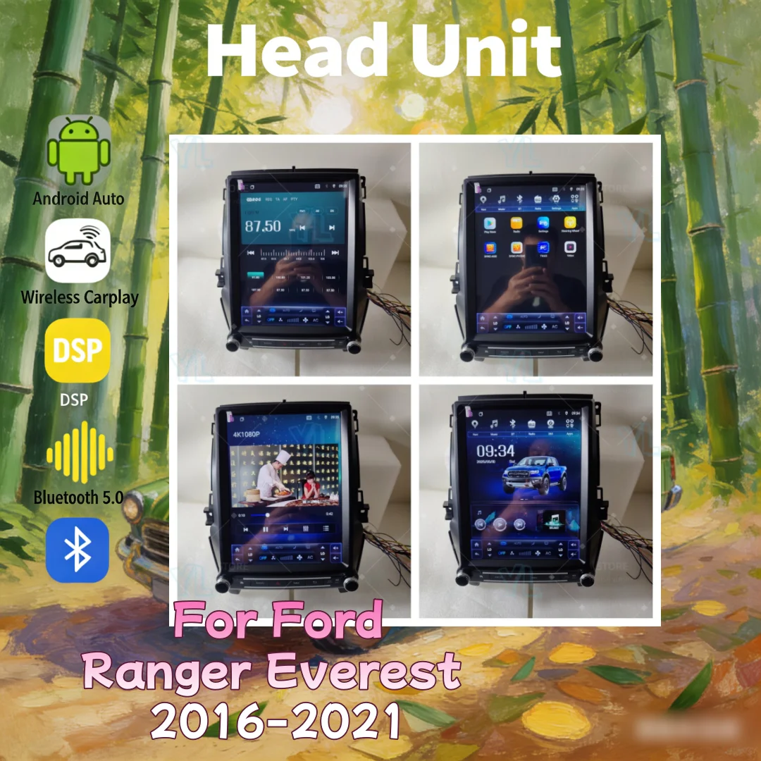 

Android 14 Car Radio for Ford Ranger Everest 2016-2021 LHD RHD Wireless CarPlay Multimedia Touch Screen Head Unit BT 5.0 4G DSP