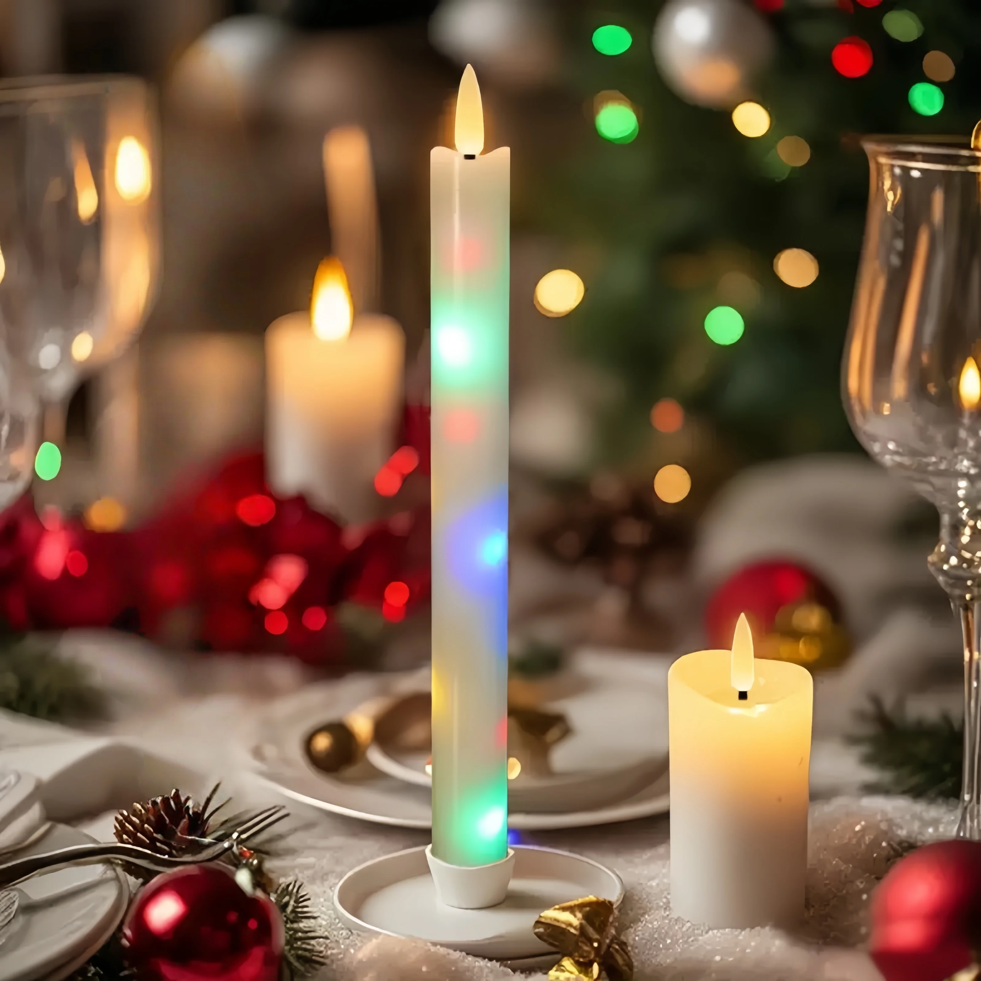 

9,8-дюймовый 3D-фит, беспламенная светодиодная коническая свеча с дистанционным управлением и таймером, светодиодные палочки на батарейках, встроенная серебряная проволока, веревка