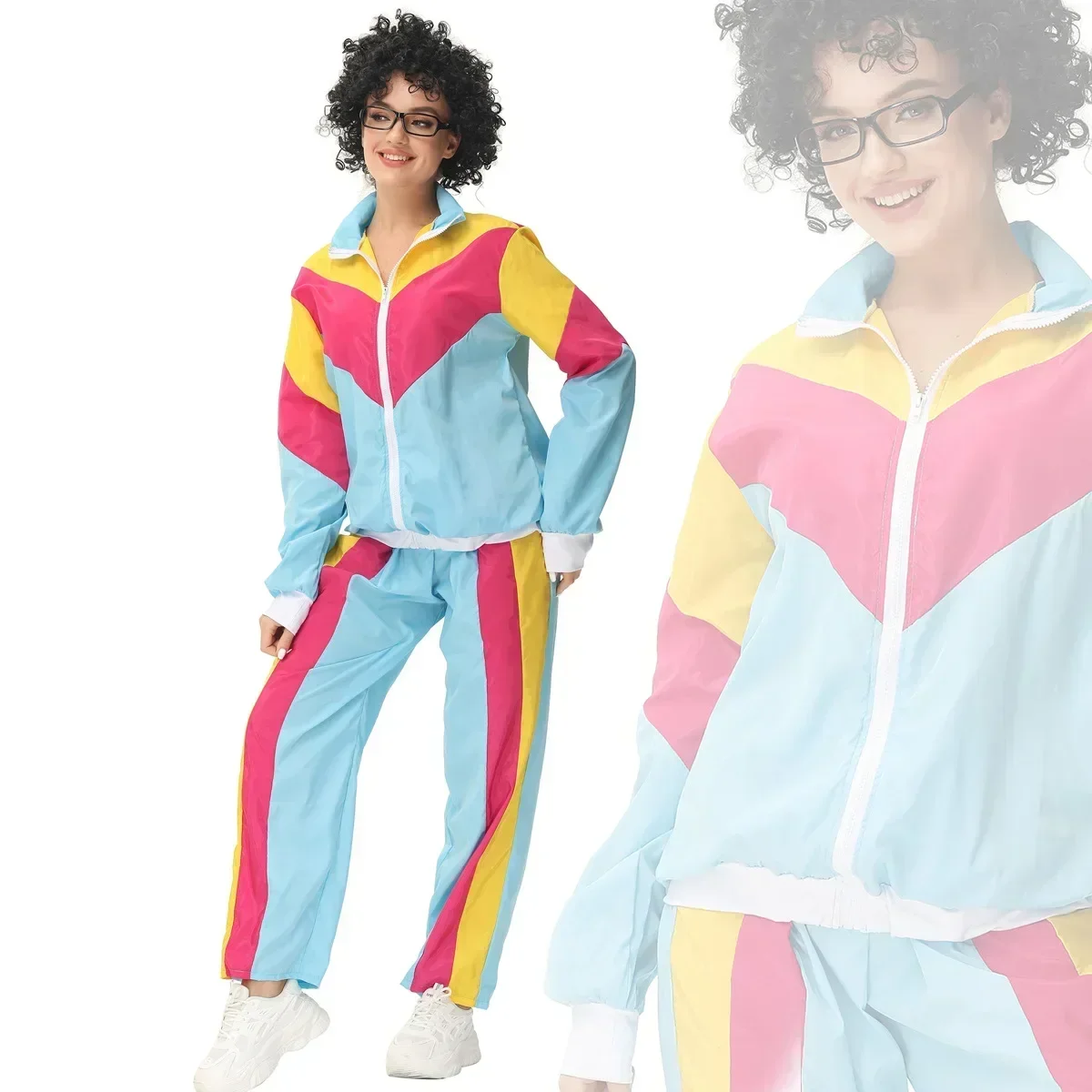 

New M-XL Music Festival Tracksuit 80's Retro Hip Hop Disco Carnival Cosplay Costume