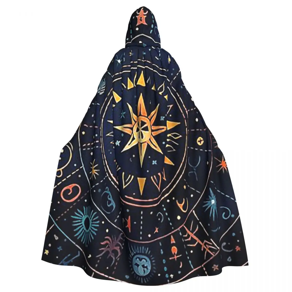 

Небесный Зодиак Яркие Звездные Знаки Колесо Длинный Плащ С Капюшоном Ведьма Средневековый Костюм Косплей Накидка ХэллоуинПальто Для Взрослых Унисекс