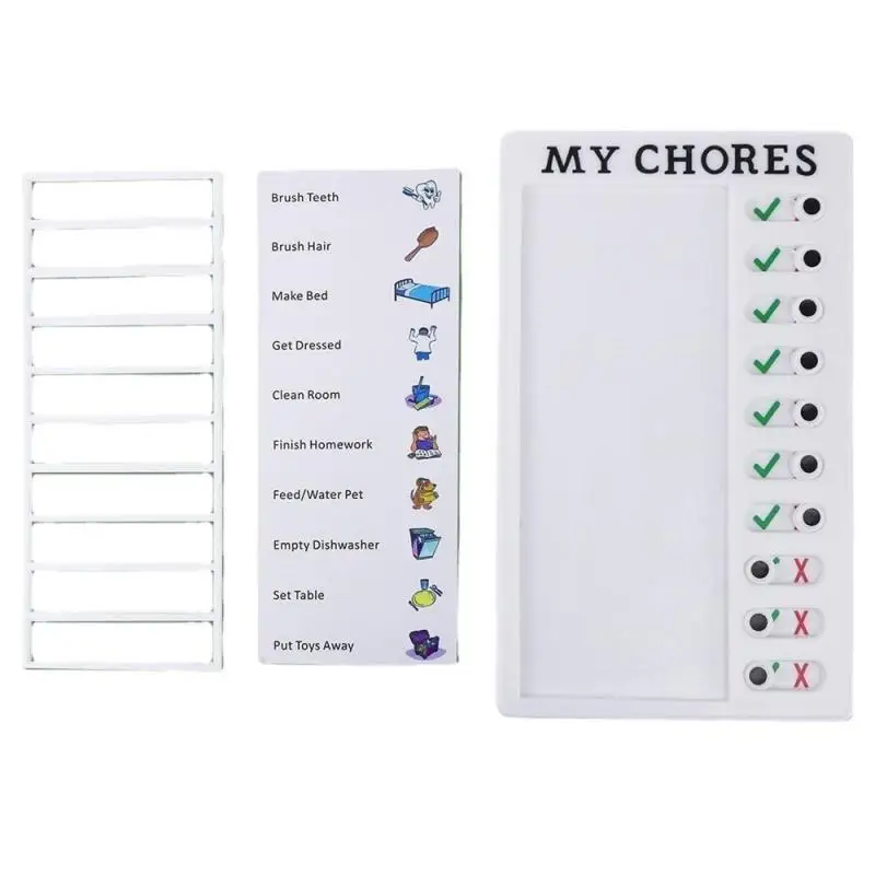 Reusable My Chores Checklist Daily Planner Memo Plastic Board Chore Chart Responsibility Behavior for Kid Self-discipline Card