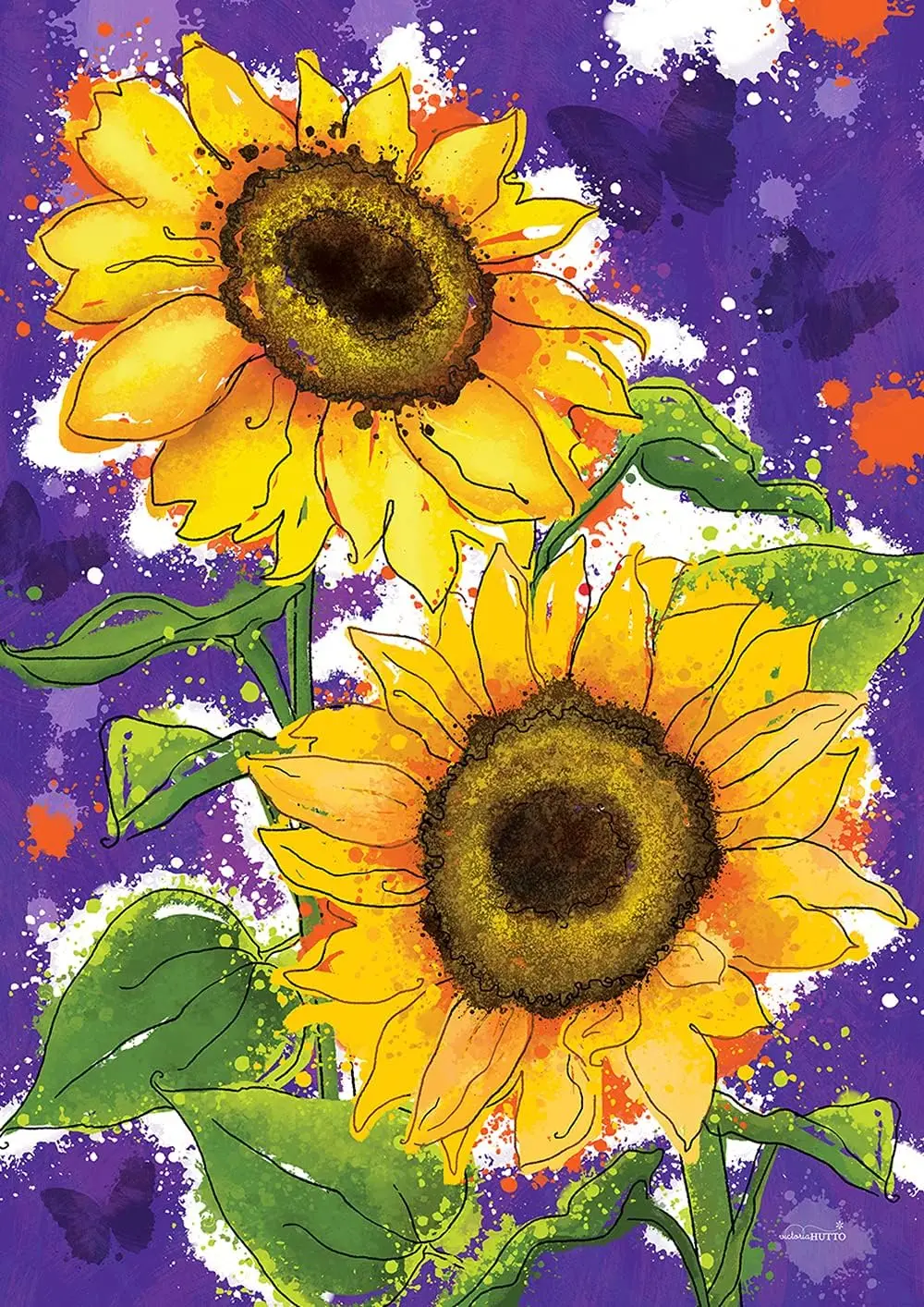 Toland Home Garden 1112573 Painted Sunflowers Fall Flag 12x18 Inch Double Sided for Outdoor Flower House Yard Decoration