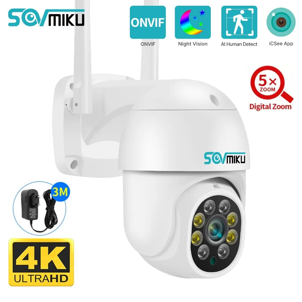 Cámara IP PTZ 4K de 8MP, cámara de vigilancia WiFi, Zoom Digital 5X, visión nocturna, ONVIF, seguimiento automático, CCTV, protección de seguridad