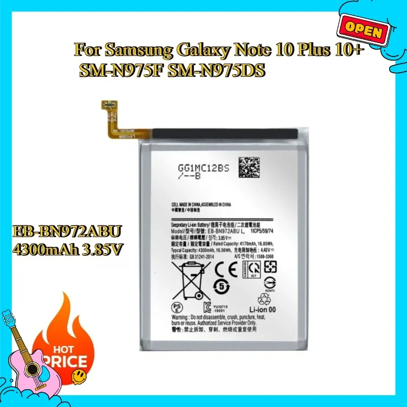 

New Replacement battery For Samsung Galaxy Note 10 Plus 10+ SM-N975F SM-N975DS EB-BN972ABU 4300mAh Battery