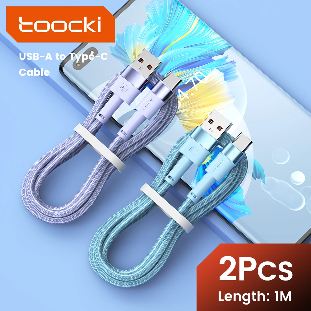 Toocki 2-pak 3A Kabel USB typu C do Xiaomi 12t Pro Realme Redmi Note 12 Pro Poco F3 X4 GT Kabel do szybkiego ładowania Przewód do transmisji danych