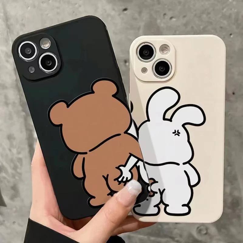Couple Cartoon Rabbit & Bear Pattern Cases For Samsung Galaxy S25 S24 S23 Ultra S22 Plus S21 FE S20 A55 A54 A35 A15 Soft Cover - náhled 5