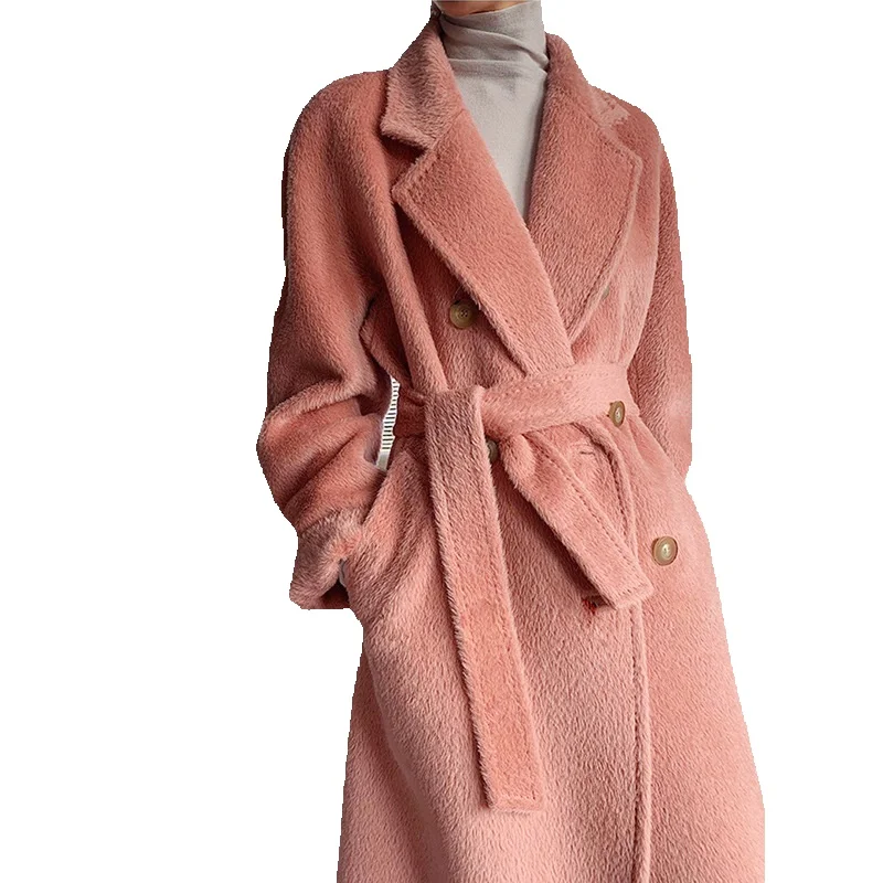 Suli Cashmere Coat Women's Extended Fanmon New Thickened Camel Fleece Coat