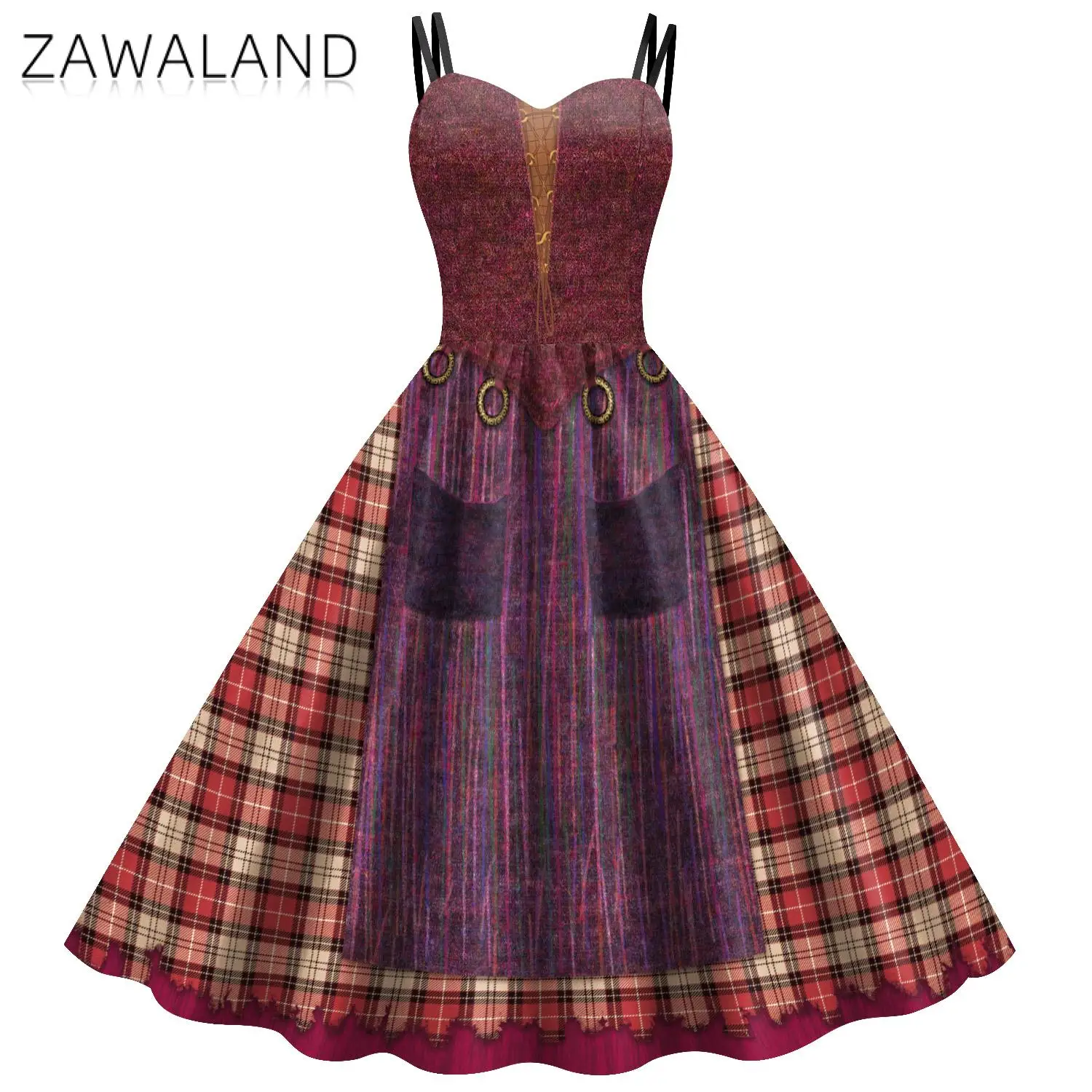 

ZAWALAND Cosplay Movie Hocus Pocus Costume Sexy Women's Dresses Sleeveless Dress Halloween Carnival Party Long Dress Female