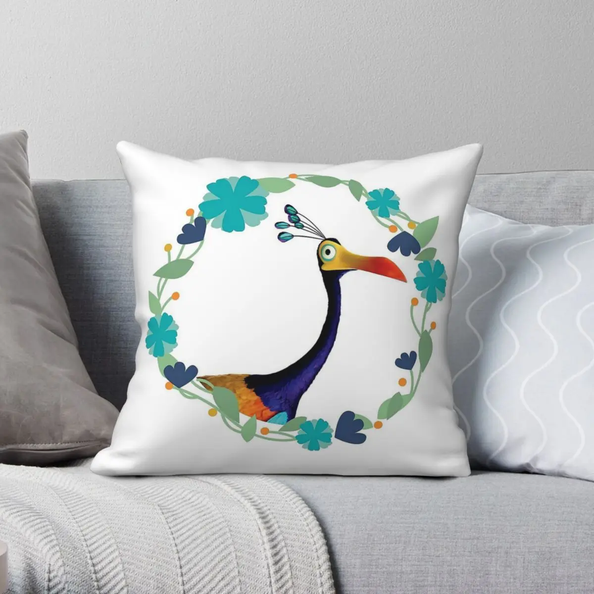 Kevin Bird Square Pillowcase Polyester Linen Velvet Pattern Zip Decor Home Cushion Cover 45x45