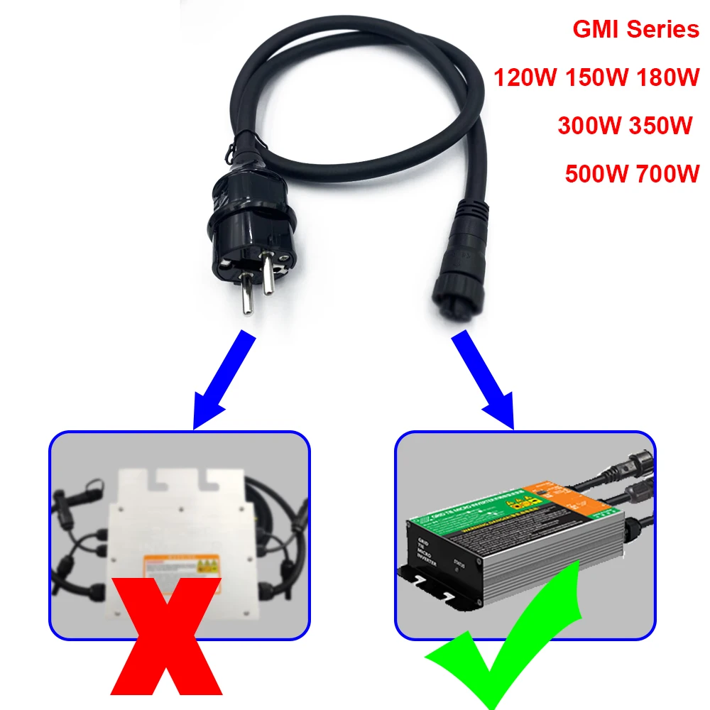 3pin-M18 5 Meters Power extend AC Cable with Euro Plug for GMI 120W 150W 180W 300W 350W 500W 600W 700W Micro Grid Tie Inverter