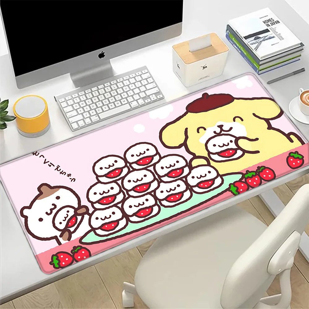 Imagem -04 - Sanrio Pompompurin Cartoon Mousepad Impressão hd Gamers de Computador Bloqueio Edge Non-slip Mouse Pad Teclado pc Mesa Xxl90 x 40cm