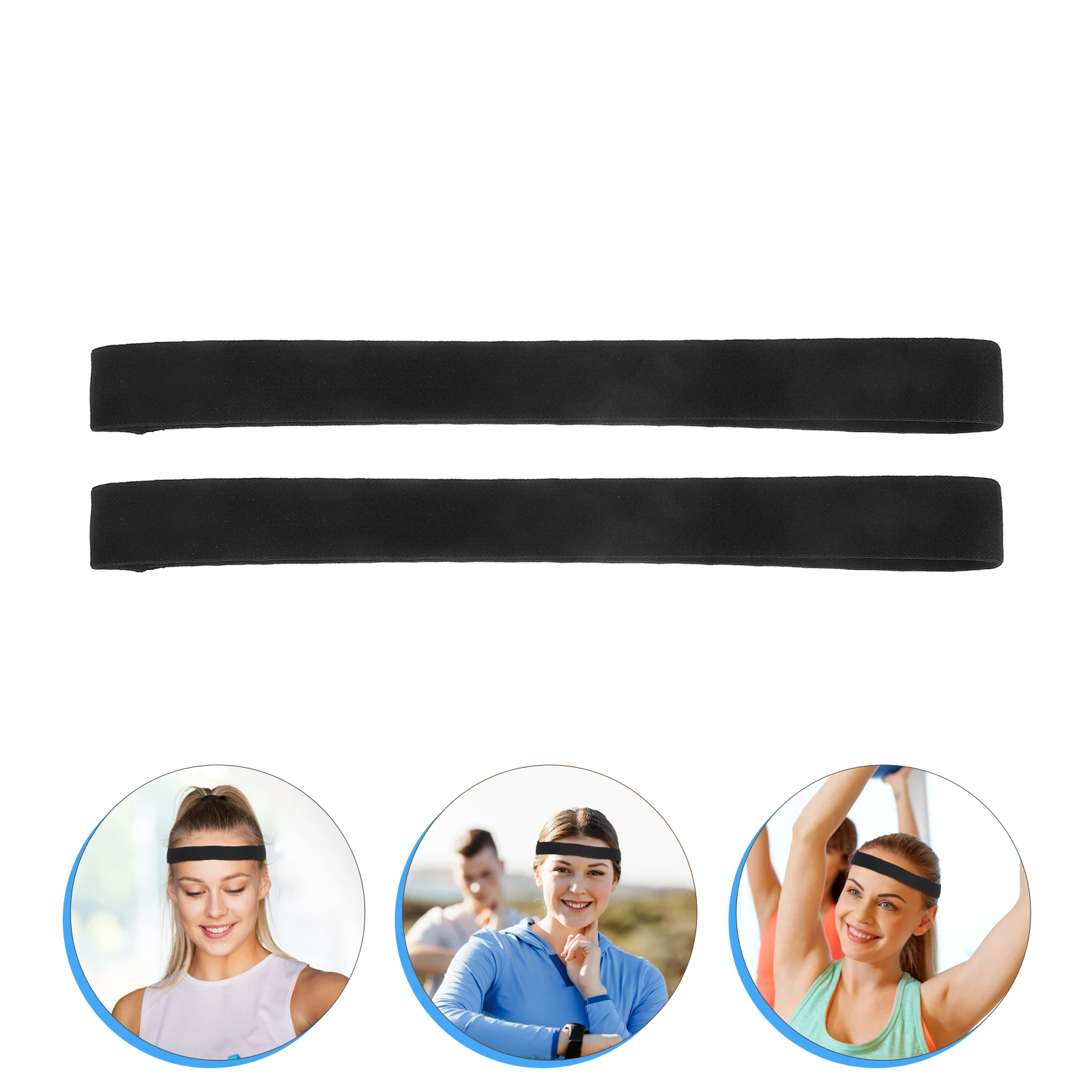

2Pcs Athletic Headbands Unisex Running Headband Lightweight Flexible Sweatband for Workout Yoga Fitness Fashion Accessory Black