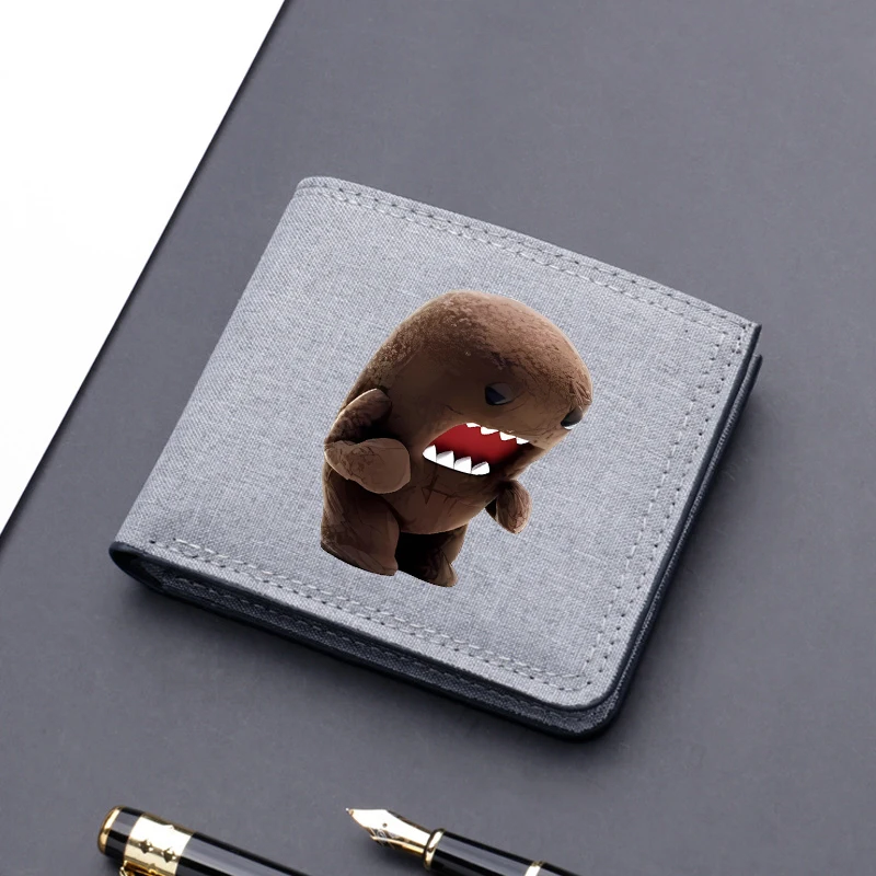 Portefeuille carré en nylon Domo Kun, imprimé dessin animé, pince à billets, pour garçons et filles, porte-cartes portable Kawaii, cadeaux d'anniversaire pour enfants