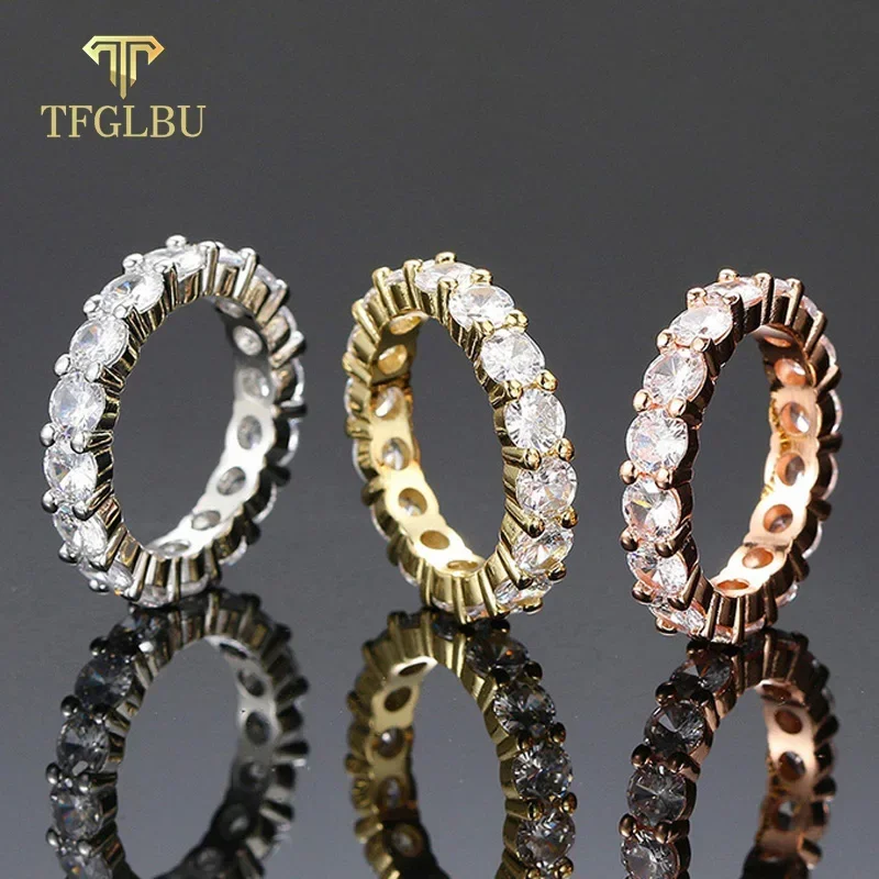 

TFGLBU 2-5 мм, кольцо с муассанитом для женщин, блестящее серебро S925, свадебное одинаковое кольцо, ювелирные изделия с покрытием из белого золота