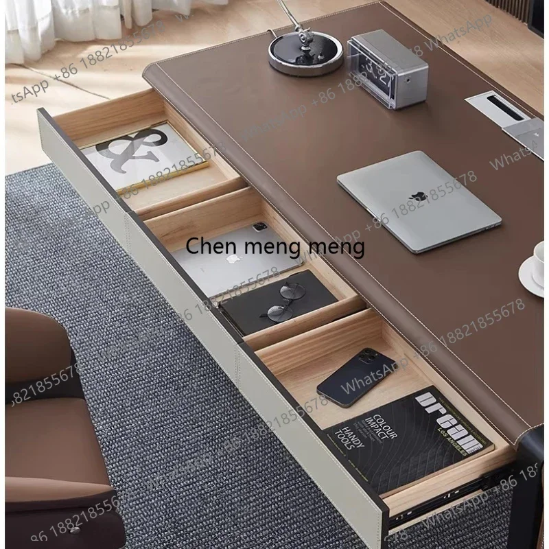 AB03  Italian minimalism Room desks Computer desk room offices office desks and workstations study table Simple saddle leather d