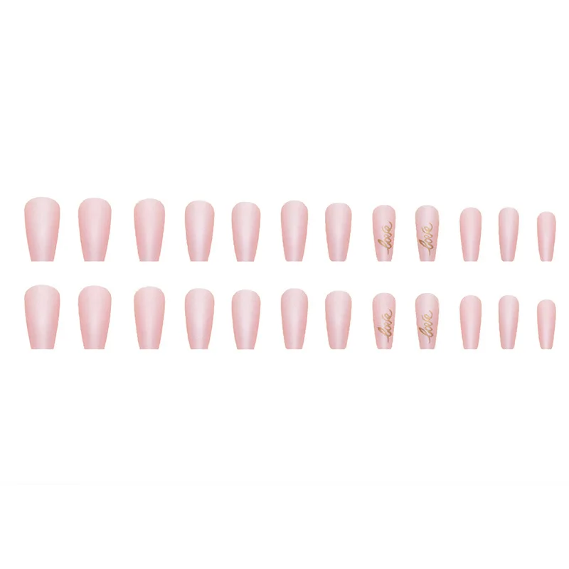 Faux Ongles Longs en Forme de Ballet à Pression Love, avec 1 Pièce de Gelée et 1 Lime à Ongles, 24 Pièces