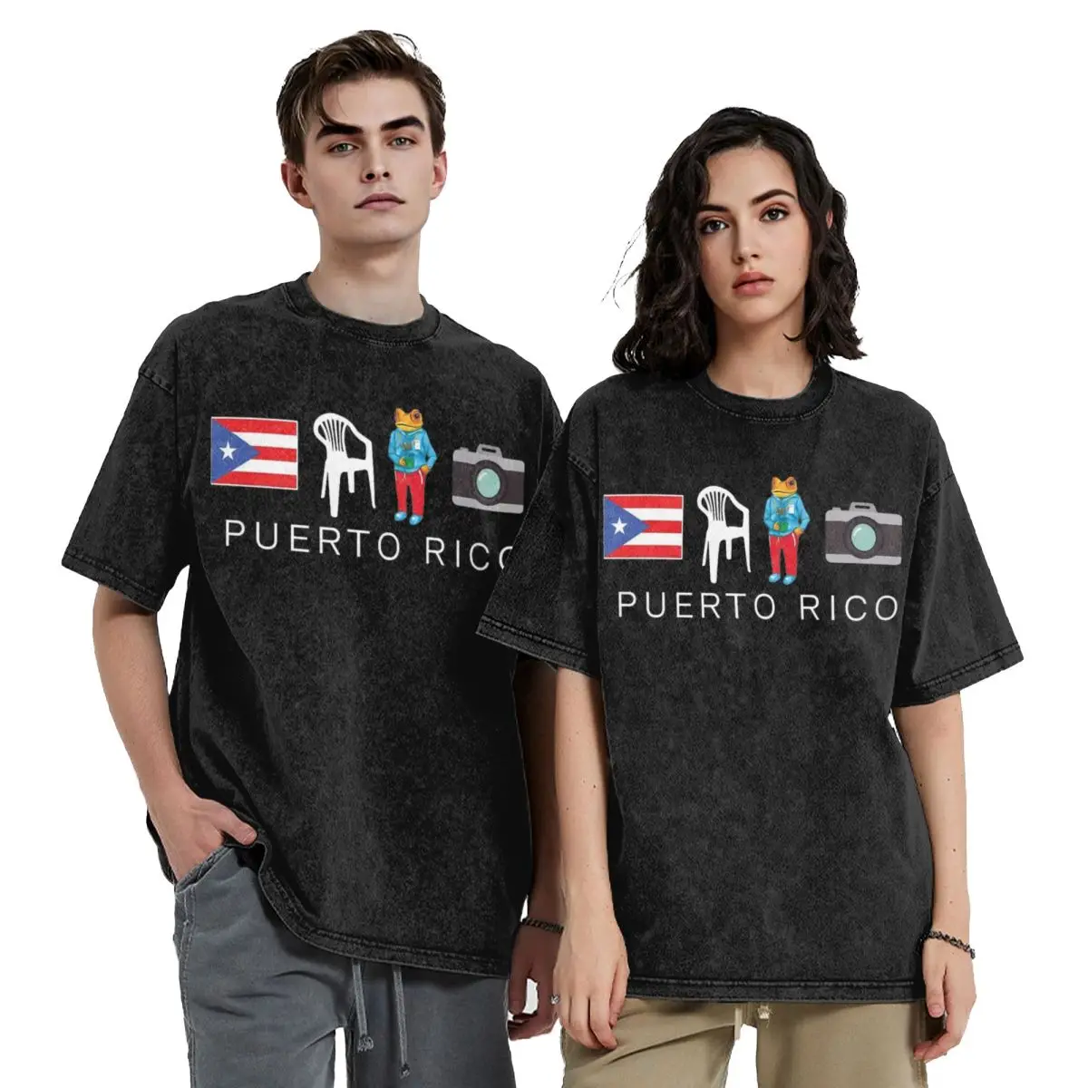 Puerto Rico DTMF Debi Tirar Mas Fotos Washed T Shirt Streetwear Hip Hop Vintage T-Shirts Bads Bunnys Tees Tops for Men Cotton