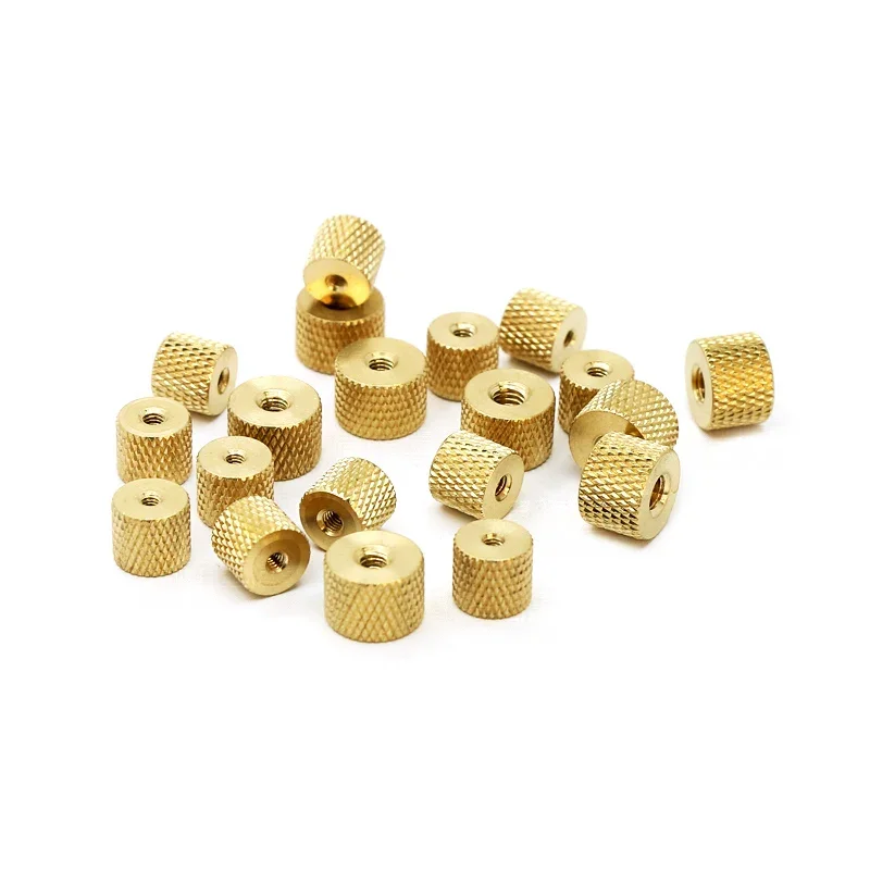 

5/10/20/50PCS M2 M2.5 M3 M4 Brass Knurled Nut Cylindrical Adjust Nut Knurled Brass Thumb Nut